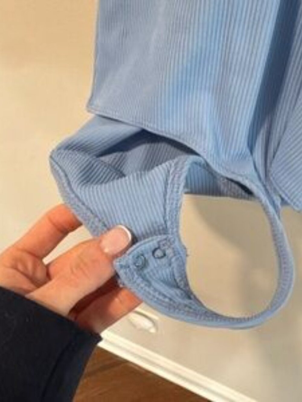 Light Blue Ribbed Bodysuit - Picture 2 of 5